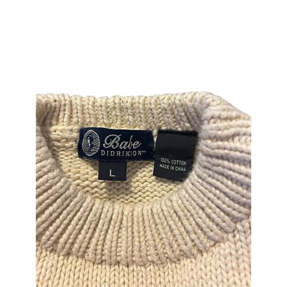 Vintage Babe Didrikson Golf Motif Sweater Cream 100% Cotton Size Large - Picture 4 of 4